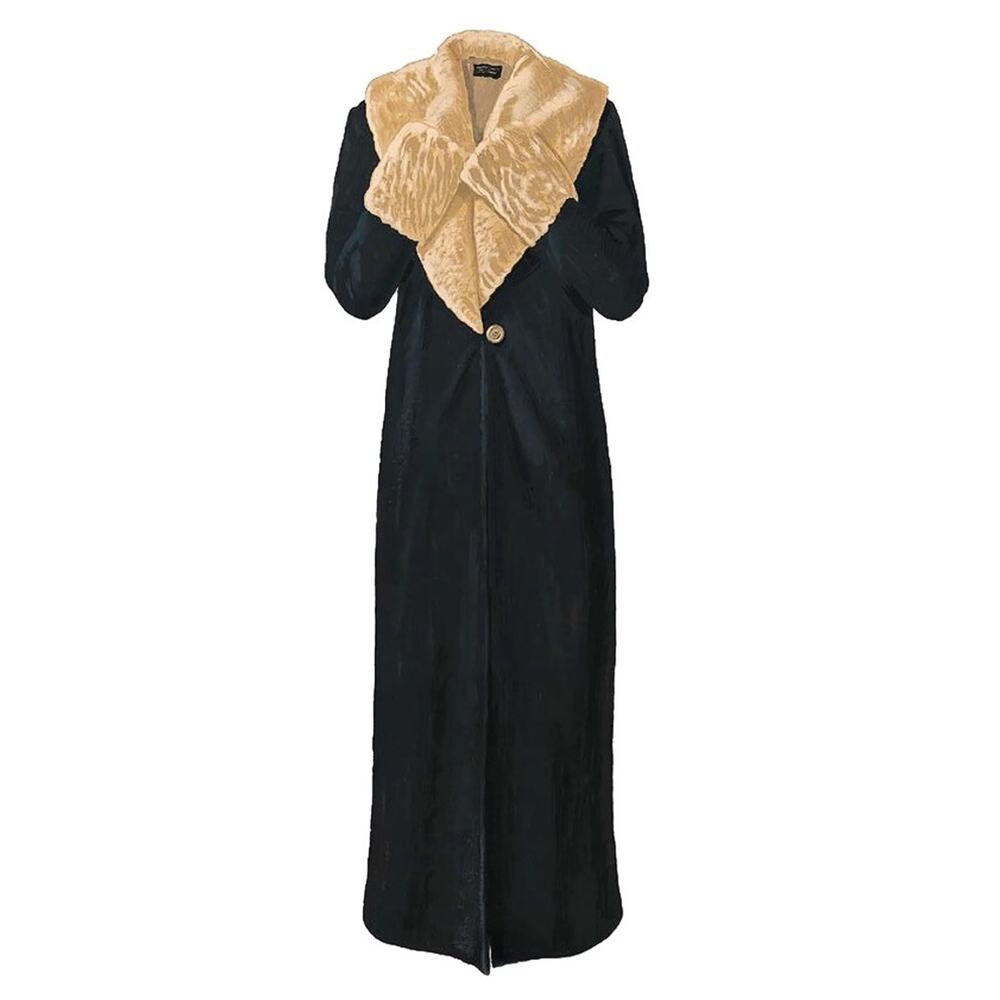 J. Peterman Co Coat Louise Brooks Black Cashmere Wool Women Flapper Maxi Size 4 - Picture 9 of 13